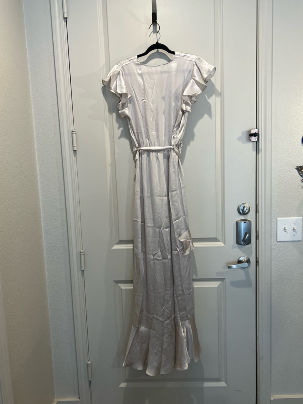 Amanda Uprichard Johanna Silk Maxi Dress Silver Size L NWT - Picture 3 of 5